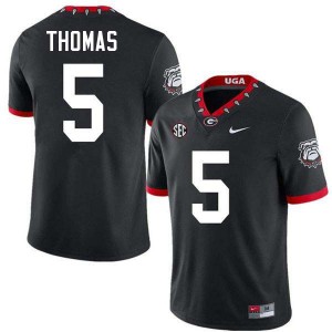 Men's #5 Georgia Noah Thomas College Football Jerseys - 100th Anniversary Black