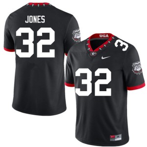Mens #32 UGA Cash Jones College Football Jersey - 100th Anniversary Black
