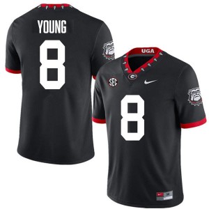 Mens #8 University of Georgia Colbie Young College Football Jersey - 100th Anniversary Black