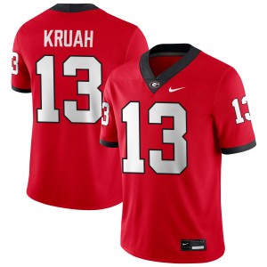 Men's #13 Georgia Bulldogs AJ Kruah College Football Jerseys - Red