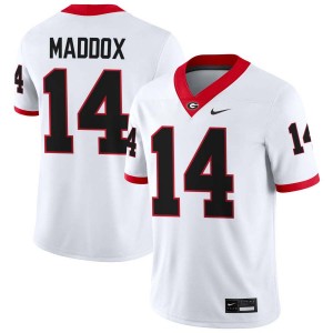 Men's #14 Georgia Bulldogs Adrian Maddox College Football Jersey - White