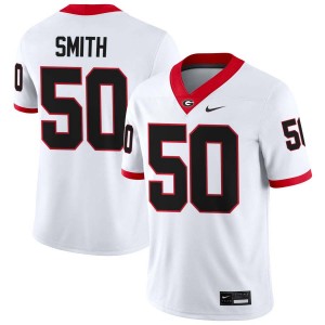 Men #50 Georgia Bulldogs Cortez Smith College Football Jersey - White