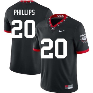 Mens #20 University of Georgia Dwight Phillips Jr. College Football Jersey - 100th Anniversary Black