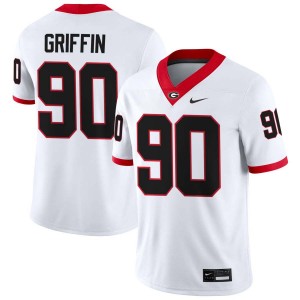 Men's #90 Georgia Bulldogs Elijah Griffin College Football Jerseys - White