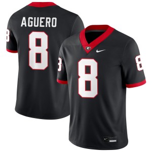 Mens #8 Georgia Bulldogs Joenel Aguero College Football Jerseys - Black