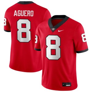 Mens #8 Go Dawgs Joenel Aguero College Football Jersey - Red
