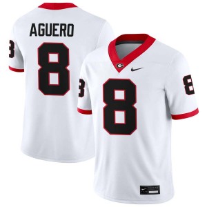 Men #8 Georgia Bulldogs Joenel Aguero College Football Jerseys - White