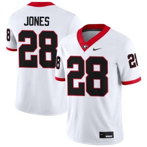 Mens #28 University of Georgia Kris Jones College Football Jersey - White