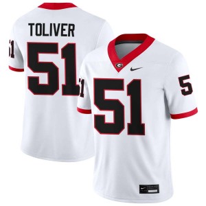 Mens #51 UGA Bulldogs Malachi Toliver College Football Jerseys - White