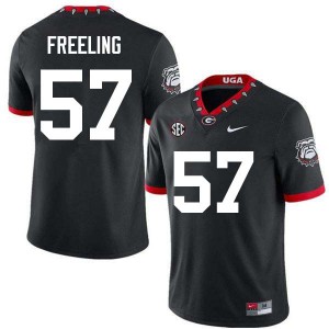 Mens #57 Georgia Bulldogs Monroe Freeling College Football Jerseys - 100th Anniversary Black
