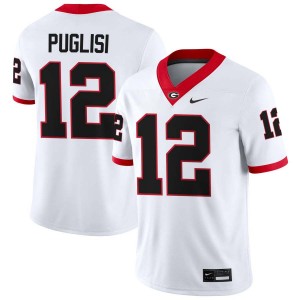 Mens #12 UGA Bulldogs Ryan Puglisi College Football Jerseys - White