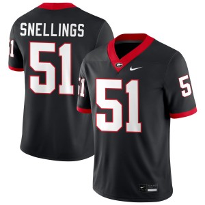 Men's #51 Georgia Will Snellings College Football Jersey - Black