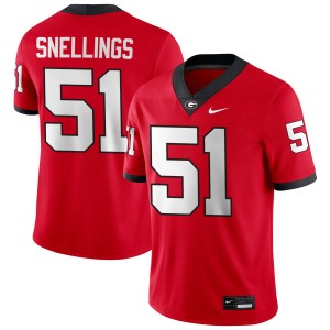 Mens #51 UGA Bulldogs Will Snellings College Football Jersey - Red