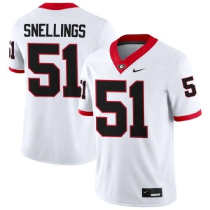 Men's #51 Georgia Will Snellings College Football Jersey - White