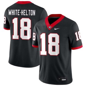 Mens #18 University of Georgia Sacovie White-Helton College Football Jerseys - Black