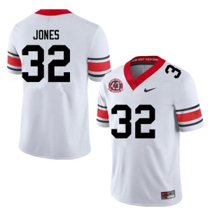 Mens #32 UGA Cash Jones College Football Jersey - 40th Anniversary White