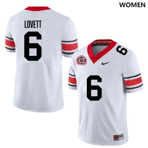 Women #6 UGA Bulldogs Dominic Lovett College Football Jersey - 40th Anniversary White