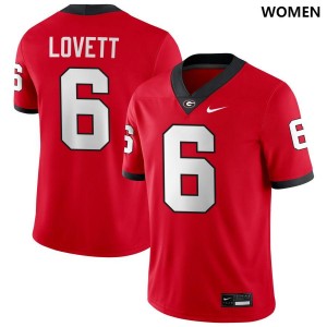Women #6 Georgia Dominic Lovett College Football Jersey - Red