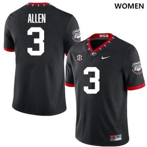 Women's #3 Georgia Bulldogs CJ Allen College Football Jersey - 100th Anniversary Black