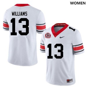Women's #13 University of Georgia Mykel Williams College Football Jersey - 40th Anniversary White