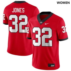 Women's #32 UGA Cash Jones College Football Jersey - Red