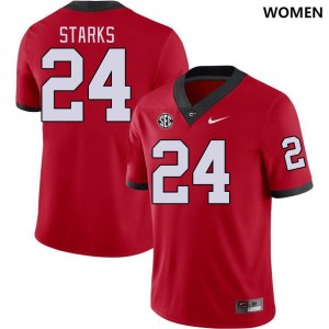 Women's #24 University of Georgia Malaki Starks College Football Jersey - Red