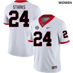 Women #24 University of Georgia Malaki Starks College Football Jersey - White
