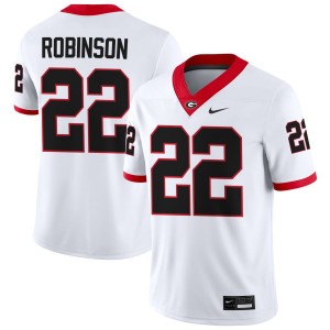 Men's #22 Georgia Bulldogs Branson Robinson College Football Jersey - White