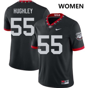 Women's #55 University of Georgia Bo Hughley College Football Jersey - 100th Anniversary Black