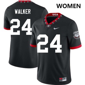 Womens #24 Dawgs Bo Walker College Football Jersey - 100th Anniversary Black