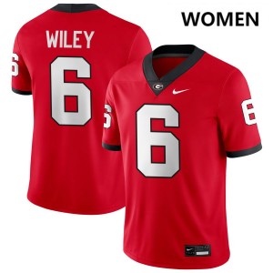 Womens #6 UGA Bulldogs CJ Wiley College Football Jersey - Red