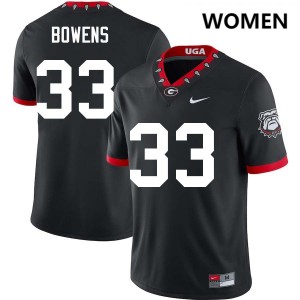 Womens #33 UGA Chauncey Bowens College Football Jersey - 100th Anniversary Black