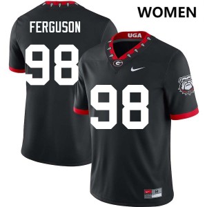 Womens #98 University of Georgia Connor Ferguson College Football Jerseys - 100th Anniversary Black
