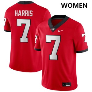 Womens #7 UGA Bulldogs Daniel Harris College Football Jersey - Red