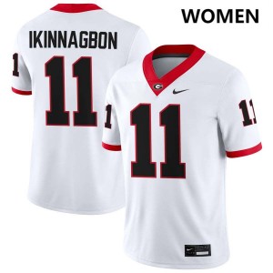 Women #11 Go Dawgs Darren Ikinnagbon College Football Jersey - White