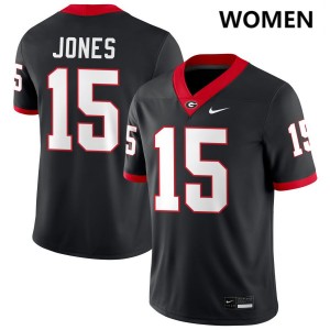 Women's #15 Georgia Bulldogs Demello Jones College Football Jersey - Black