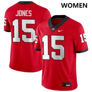 Women #15 Georgia Bulldogs Demello Jones College Football Jersey - Red