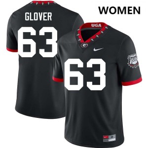 Women's #63 University of Georgia Dontrell Glover College Football Jersey - 100th Anniversary Black