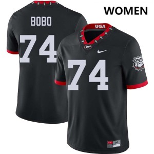Women's #74 Georgia Bulldogs Drew Bobo College Football Jerseys - 100th Anniversary Black