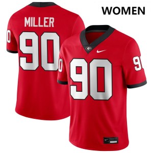 Womens #90 UGA Drew Miller College Football Jerseys - Red