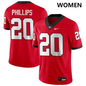 Women's #20 UGA Bulldogs Dwight Phillips Jr. College Football Jersey - Red