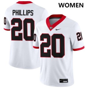 Women's #20 UGA Dwight Phillips Jr. College Football Jerseys - White