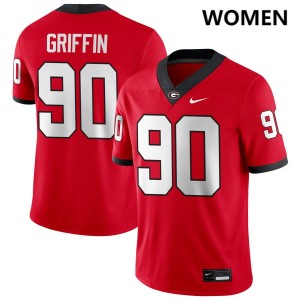 Women's #90 Georgia Elijah Griffin College Football Jerseys - Red