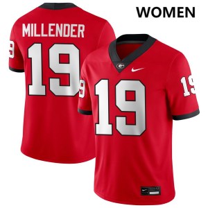 Womens #19 UGA Hezekiah Millender College Football Jersey - Red