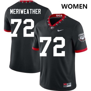Women #72 Georgia Bulldogs Jamal Meriweather College Football Jerseys - 100th Anniversary Black