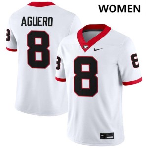 Women's #8 UGA Joenel Aguero College Football Jerseys - White