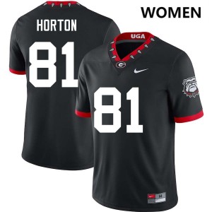 Women #81 UGA Bulldogs Josh Horton College Football Jersey - 100th Anniversary Black