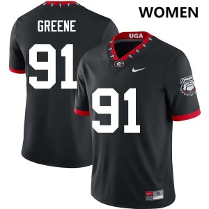 Women #91 UGA Bulldogs Justin Greene College Football Jersey - 100th Anniversary Black