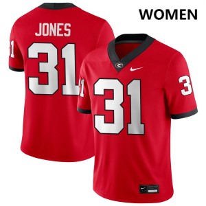Womens #31 University of Georgia Kyron Jones College Football Jersey - Red