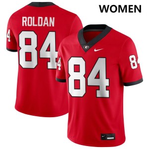 Womens #84 UGA Bulldogs Landon Roldan College Football Jersey - Red